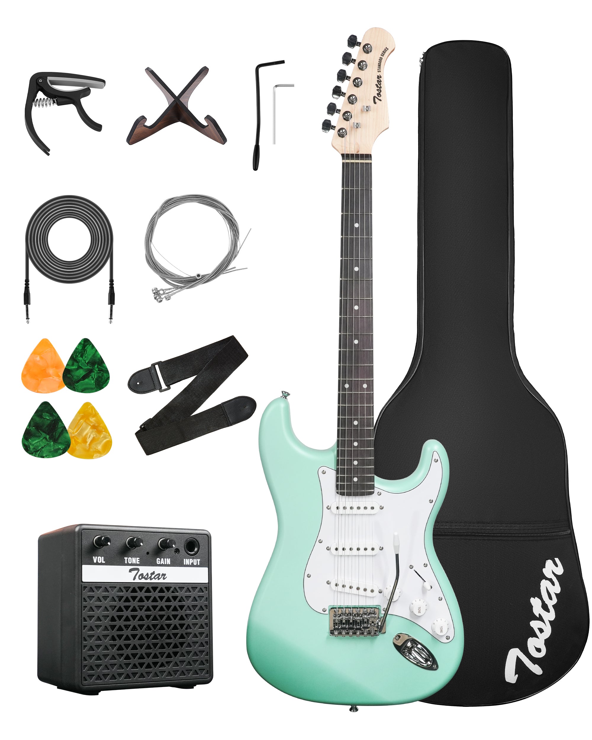 Tostar TST-110 39-inch Electric Guitar, S-S-S Pick Up