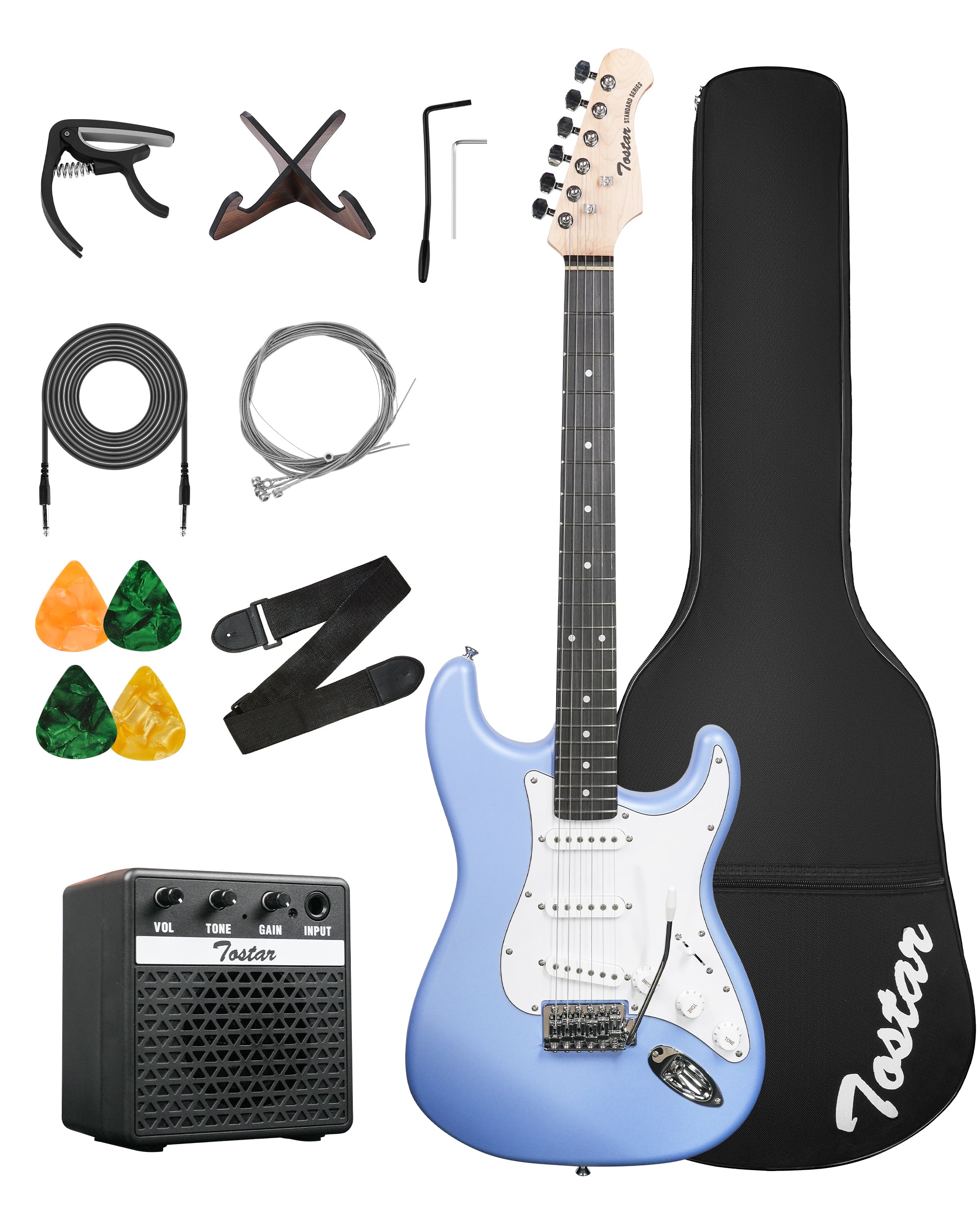 Tostar TST-110 39-inch Electric Guitar, S-S-S Pick Up