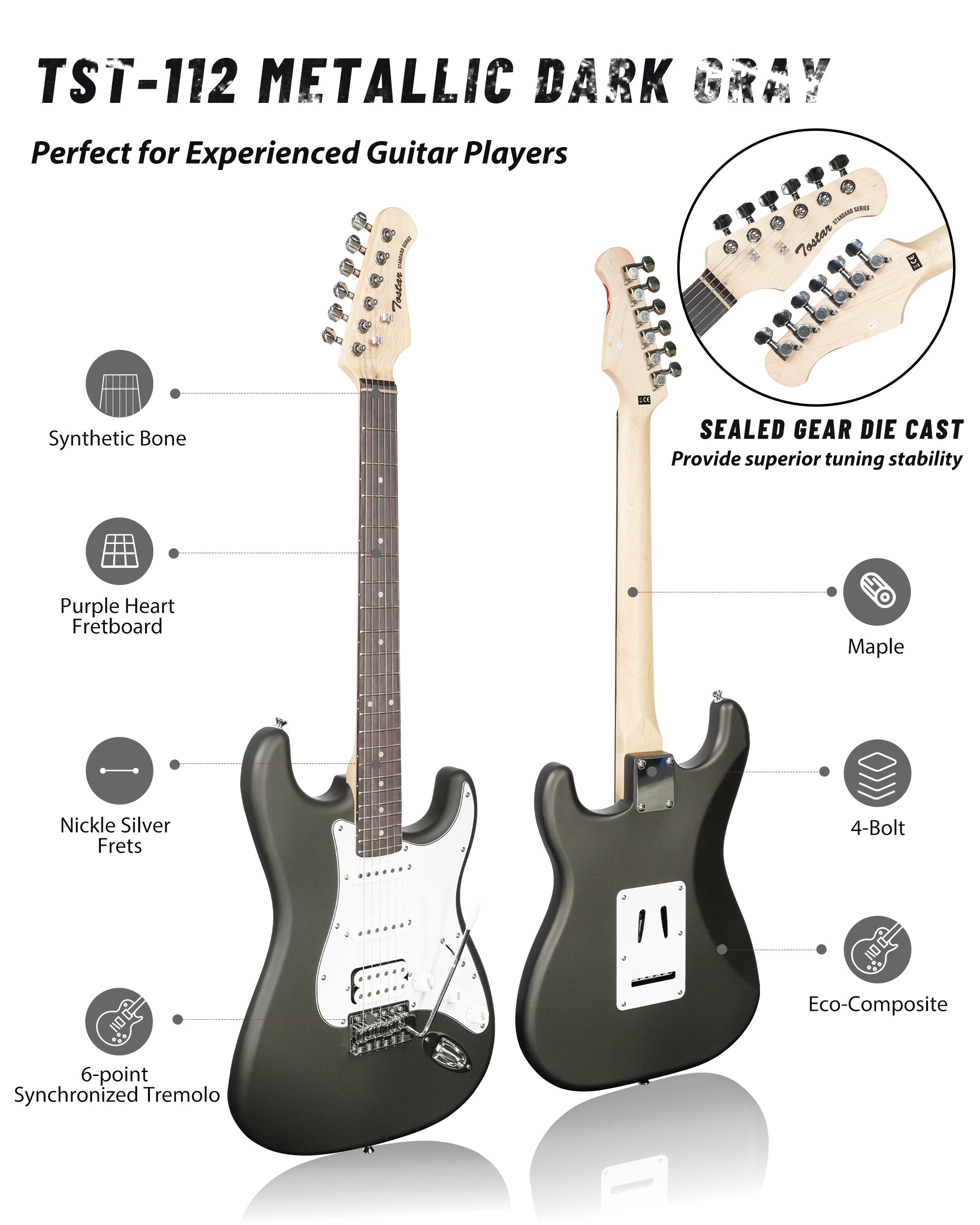 Tostar TST-112 Electric Guitar, H-S-S Pick Up