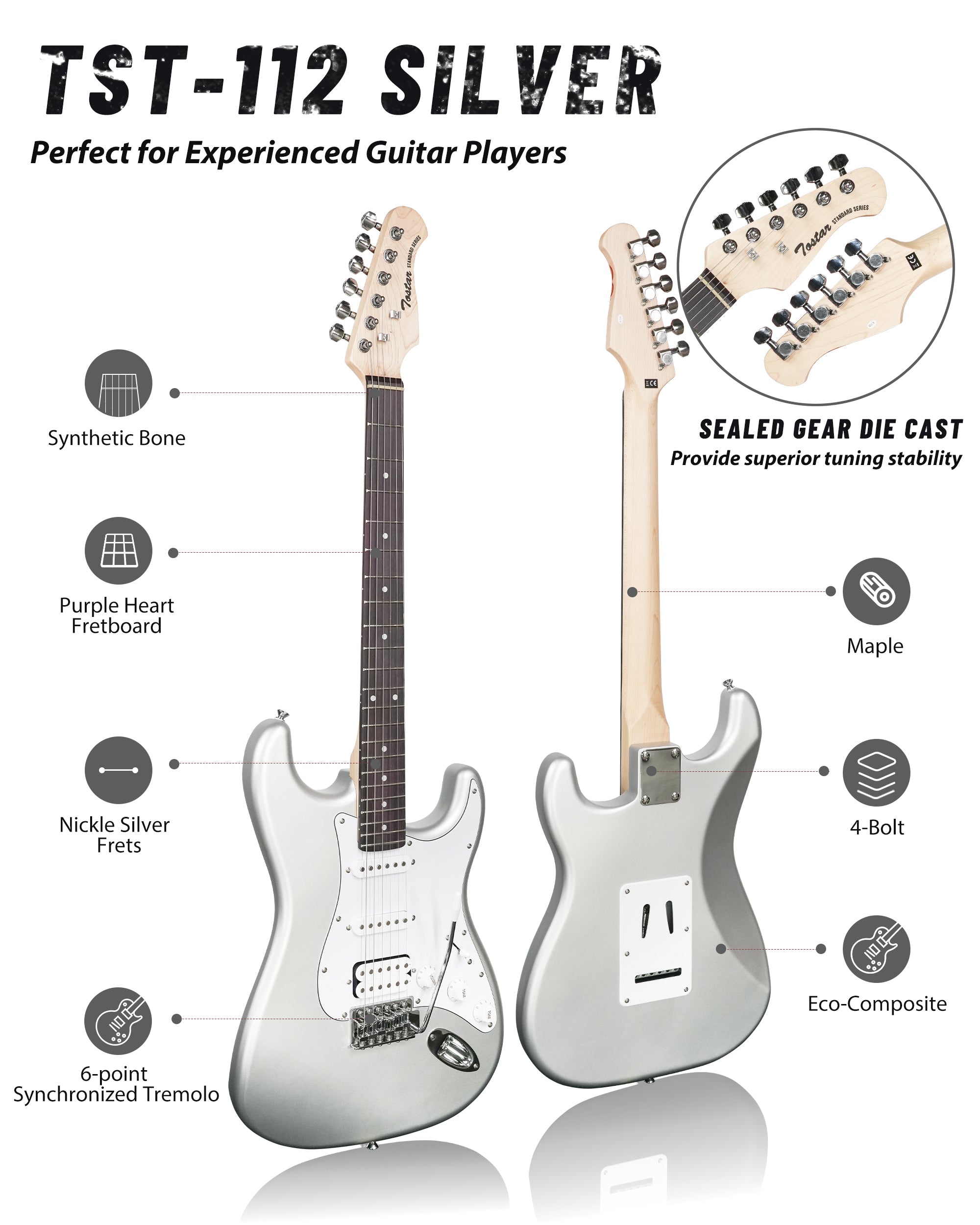 Tostar TST-112 Electric Guitar, H-S-S Pick Up
