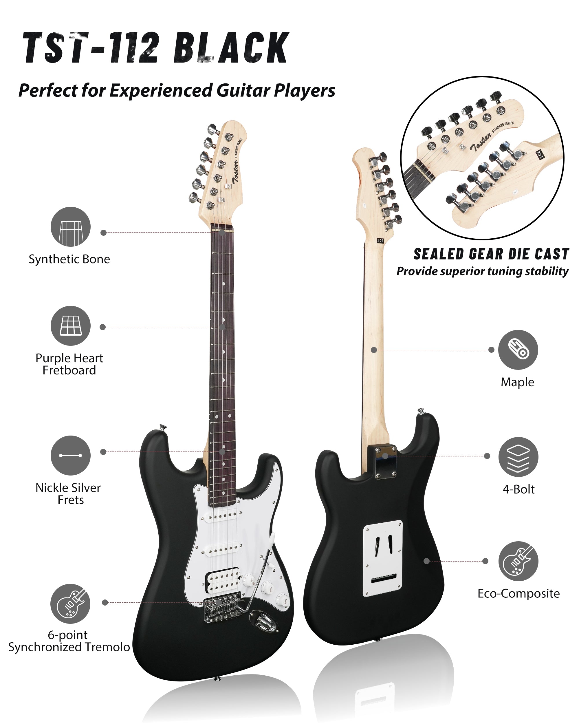 Tostar TST-112 Electric Guitar, H-S-S Pick Up