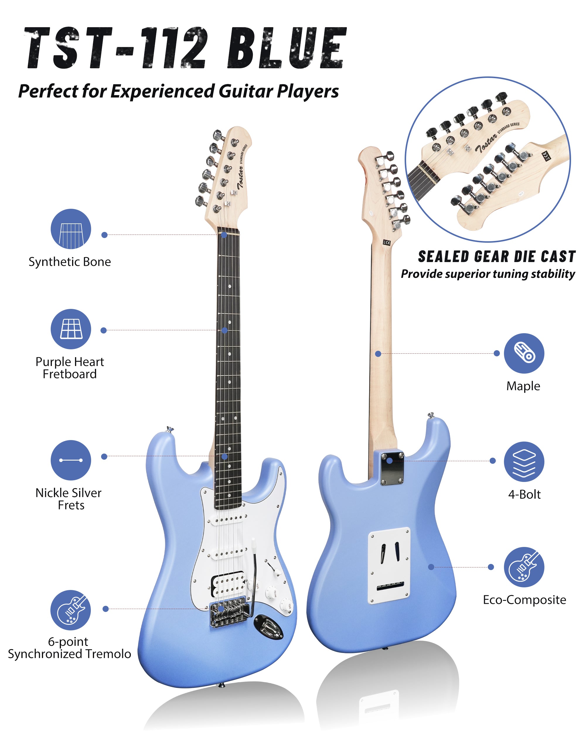 Tostar TST-112 Electric Guitar, H-S-S Pick Up