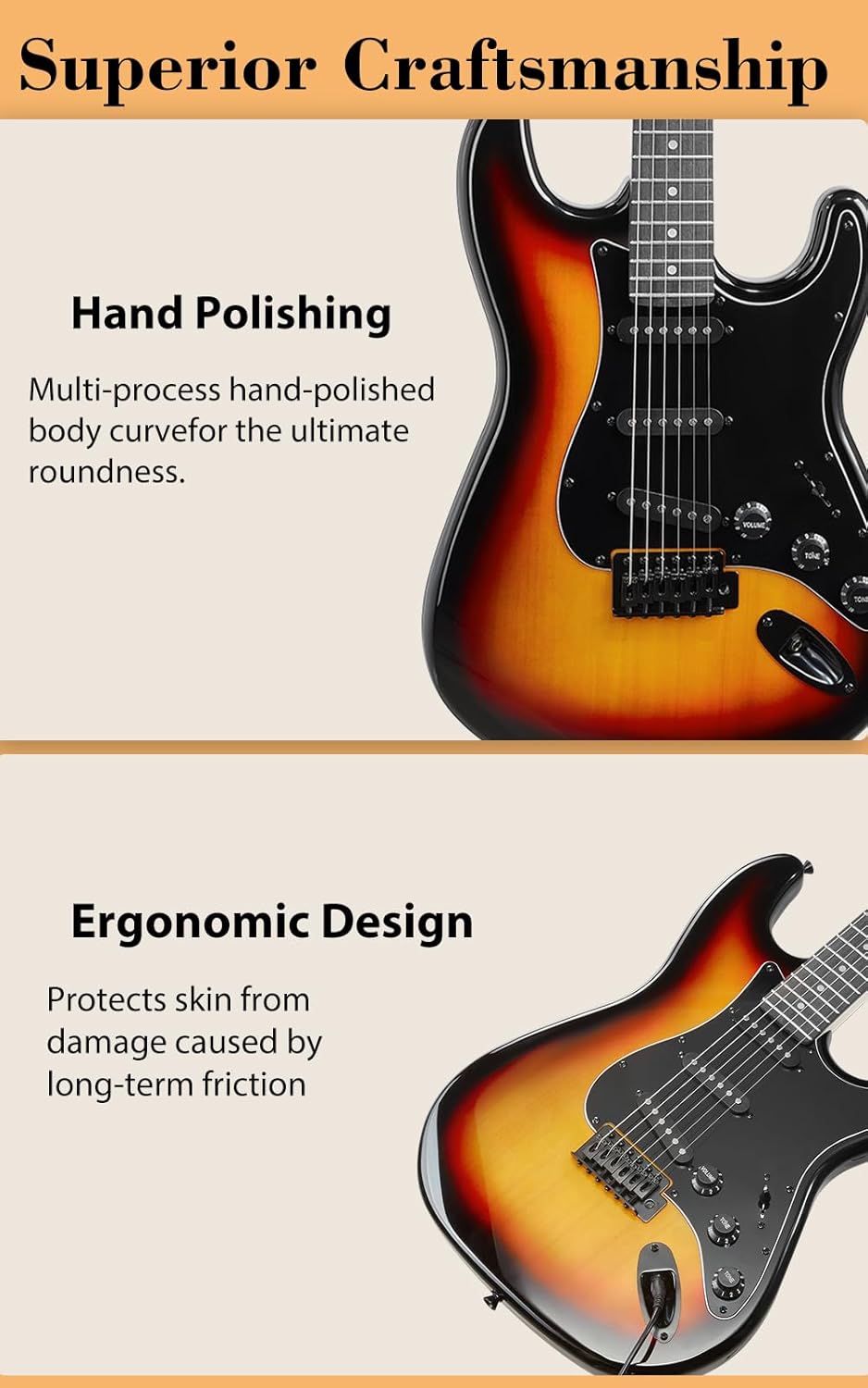 Tostar TST-140 39-inch Solid Body Electric Guitar Beginner Kits, Rising Sun