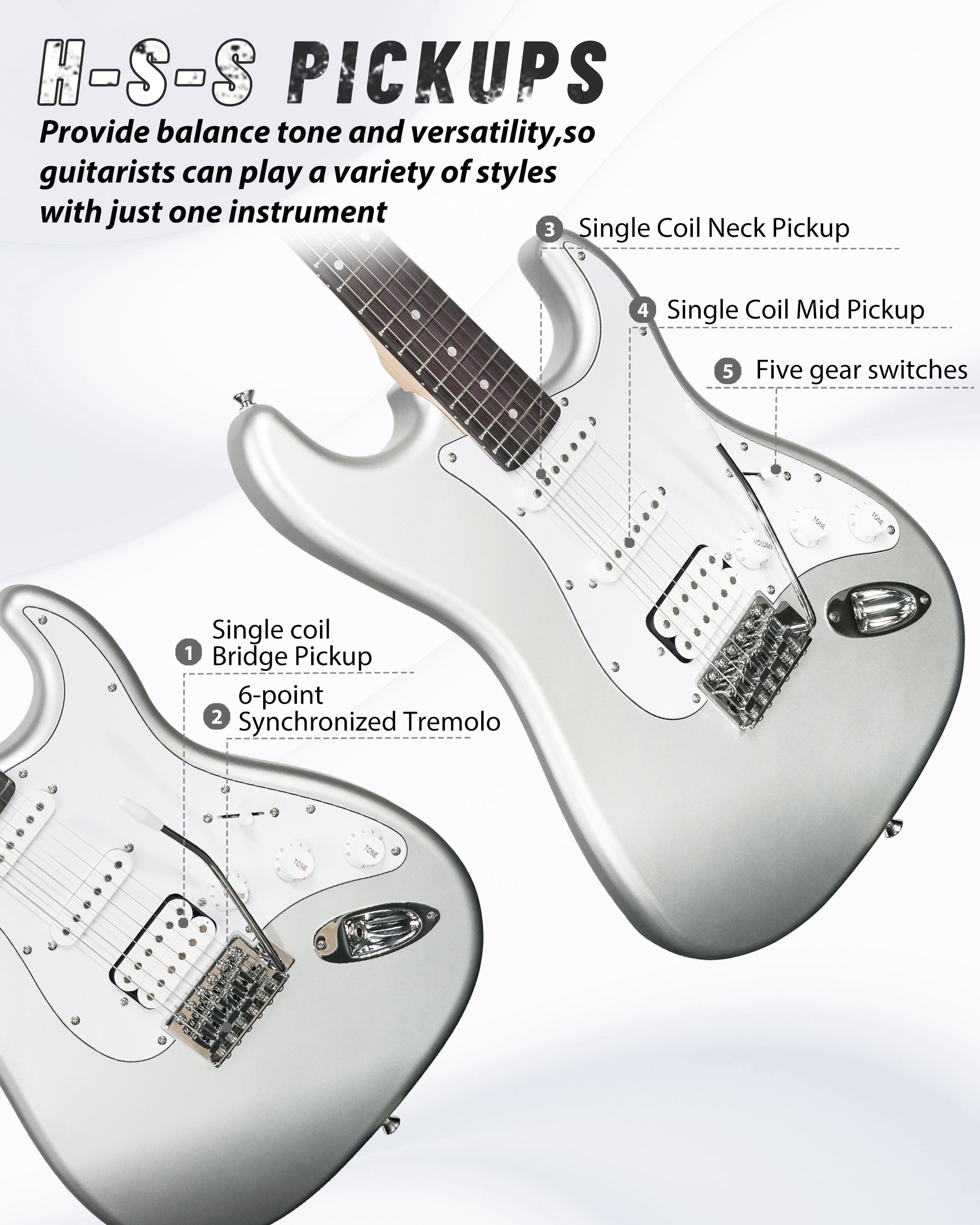 Tostar TST-112 Electric Guitar, H-S-S Pick Up