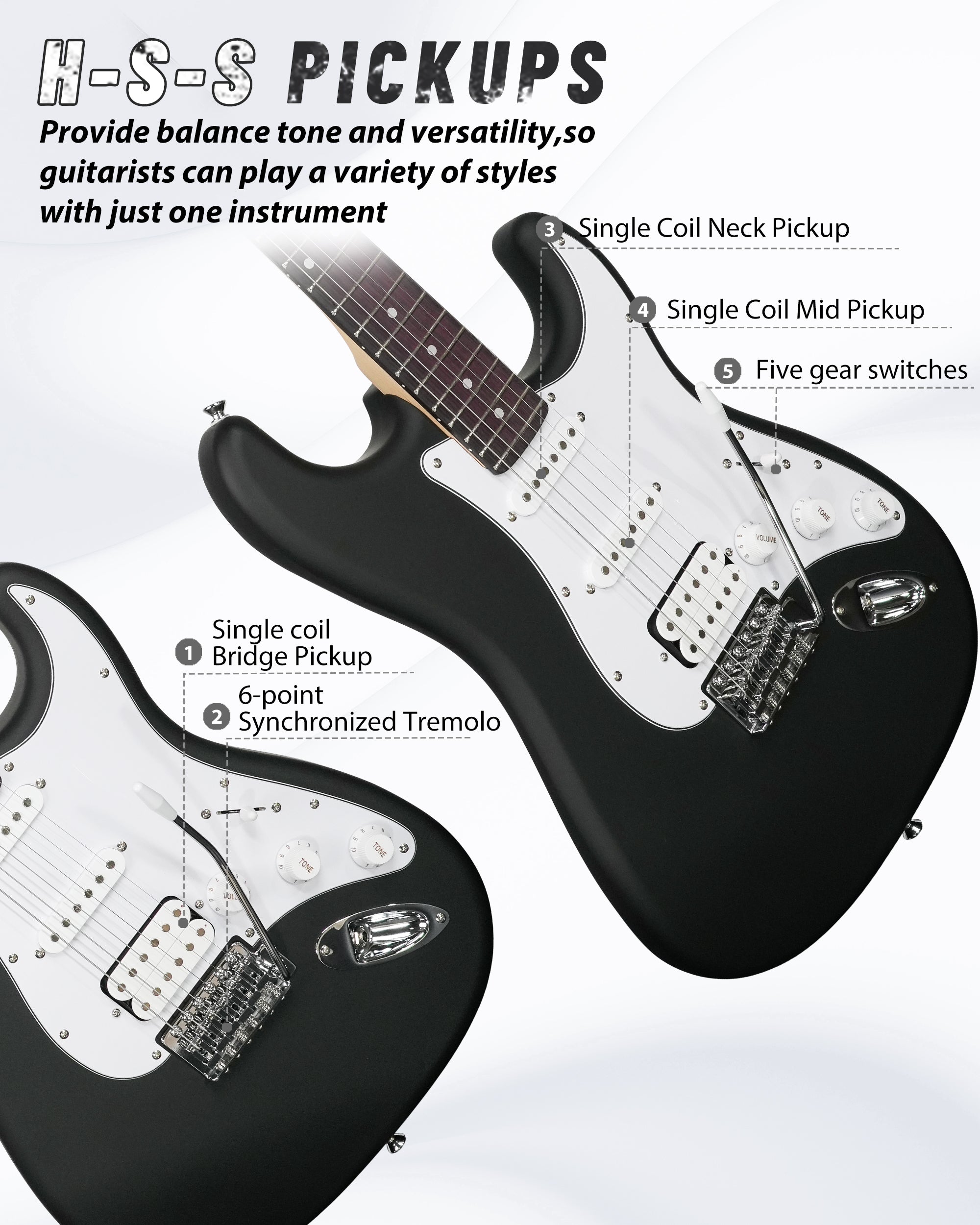 Tostar TST-112 Electric Guitar, H-S-S Pick Up