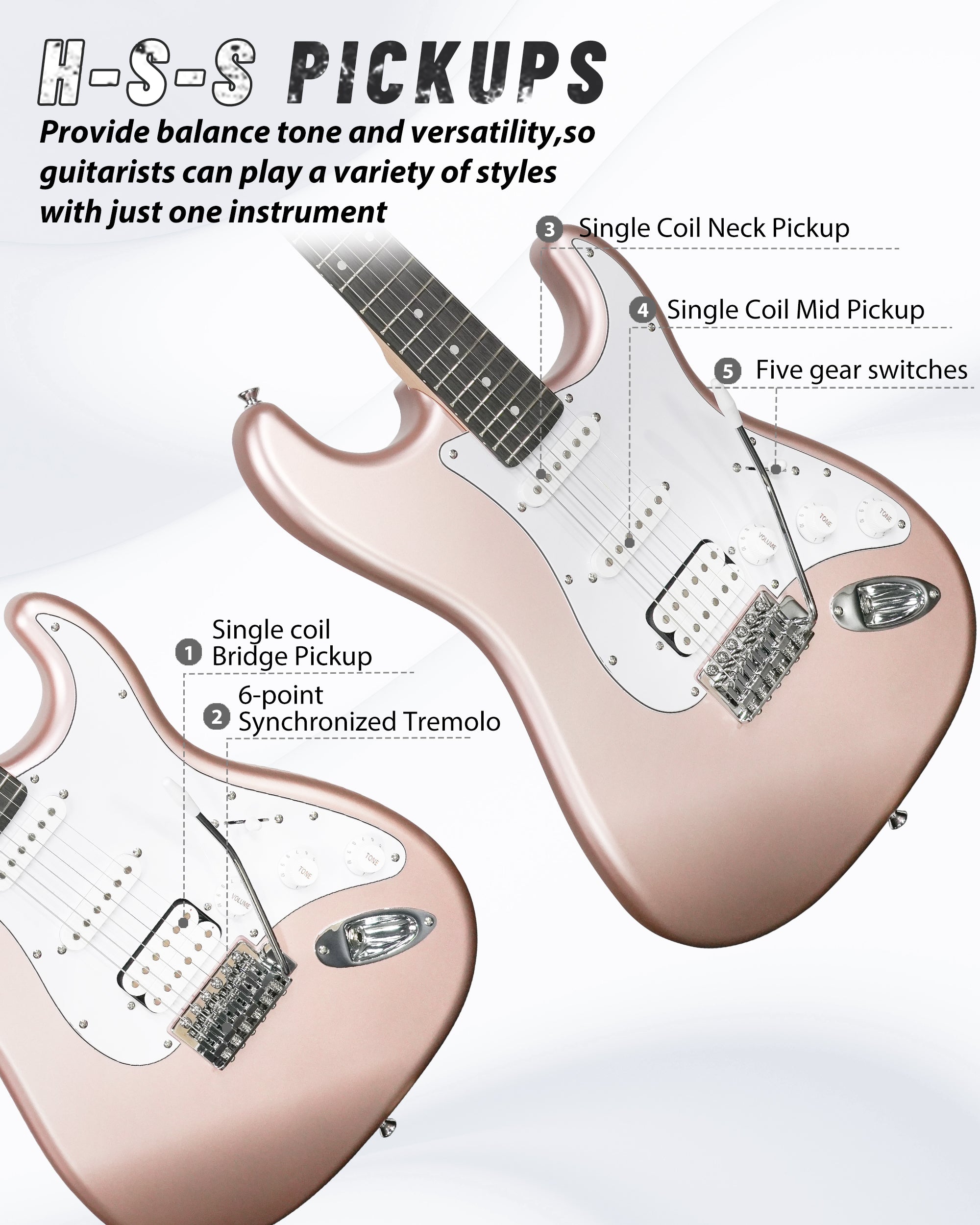 Tostar TST-112 Electric Guitar, H-S-S Pick Up