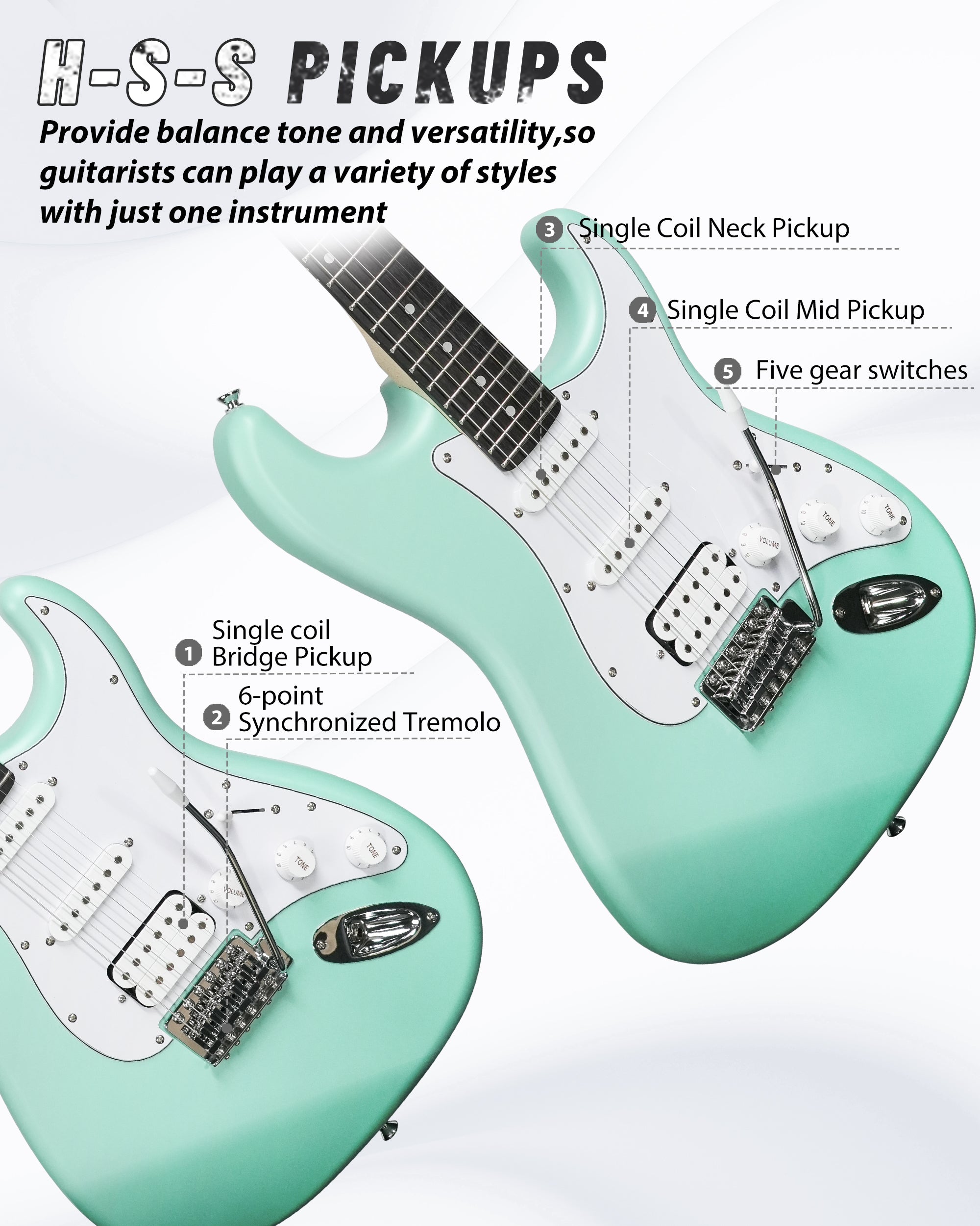 Tostar TST-112 Electric Guitar, H-S-S Pick Up