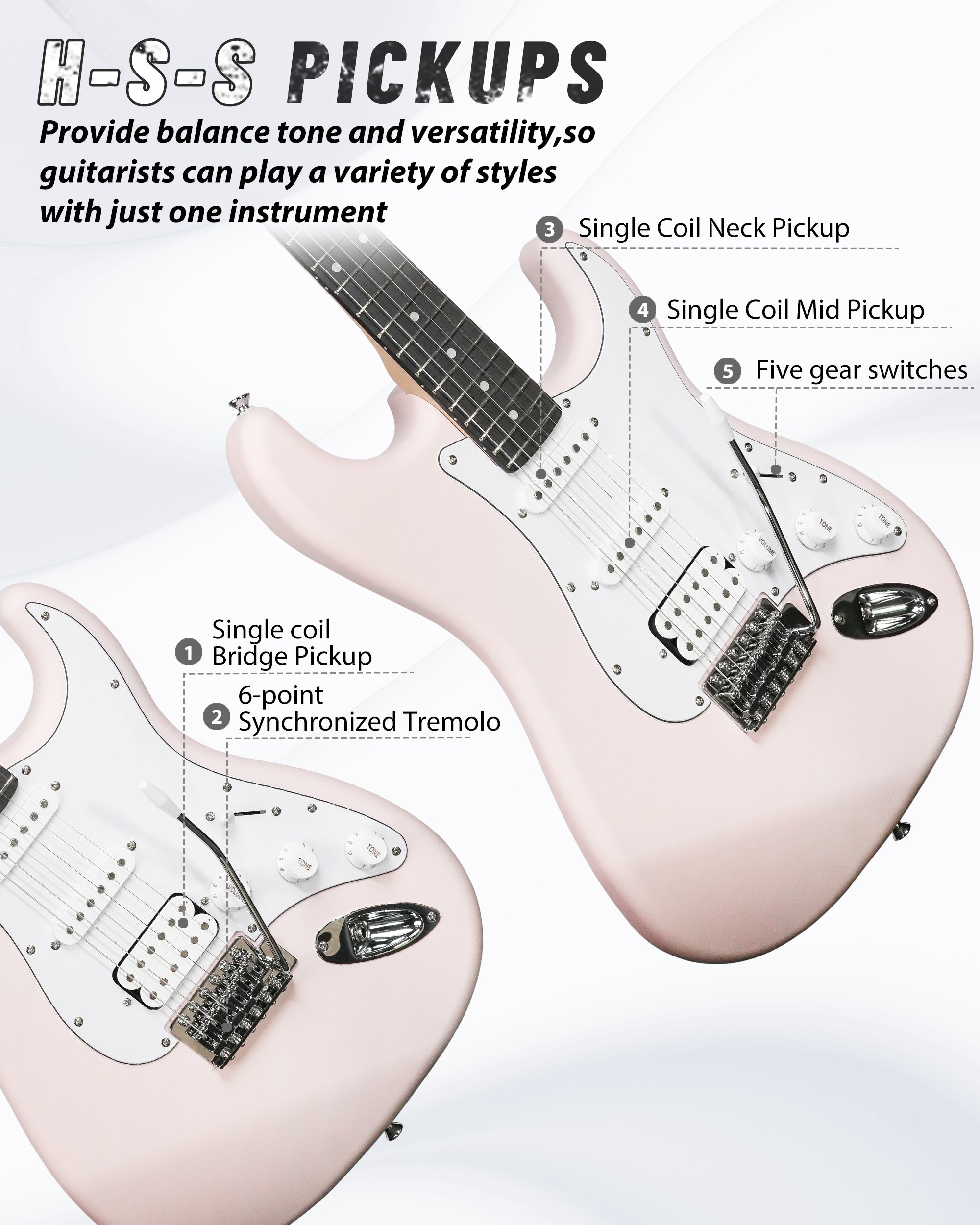 Tostar TST-112 Electric Guitar, H-S-S Pick Up