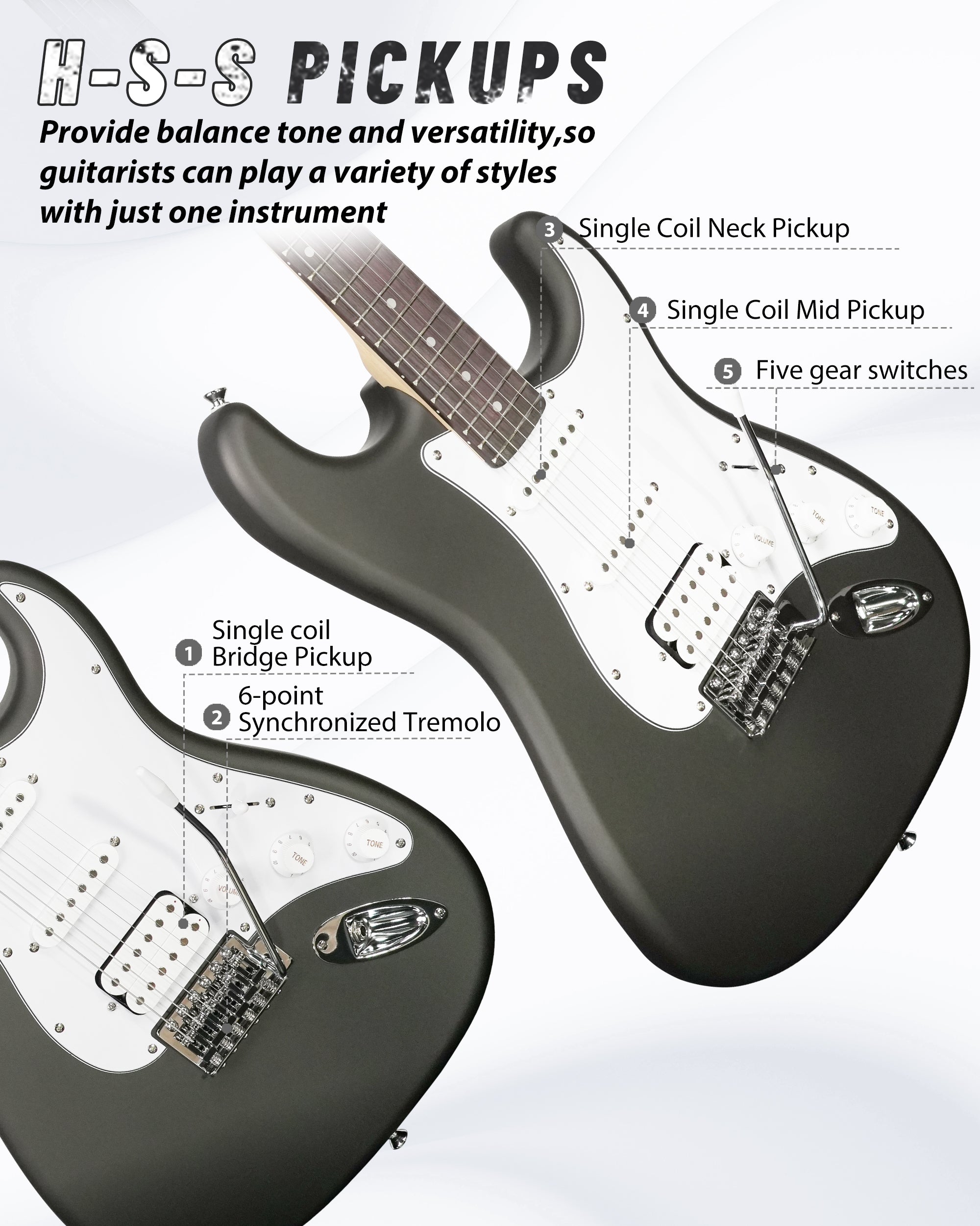 Tostar TST-112 Electric Guitar, H-S-S Pick Up