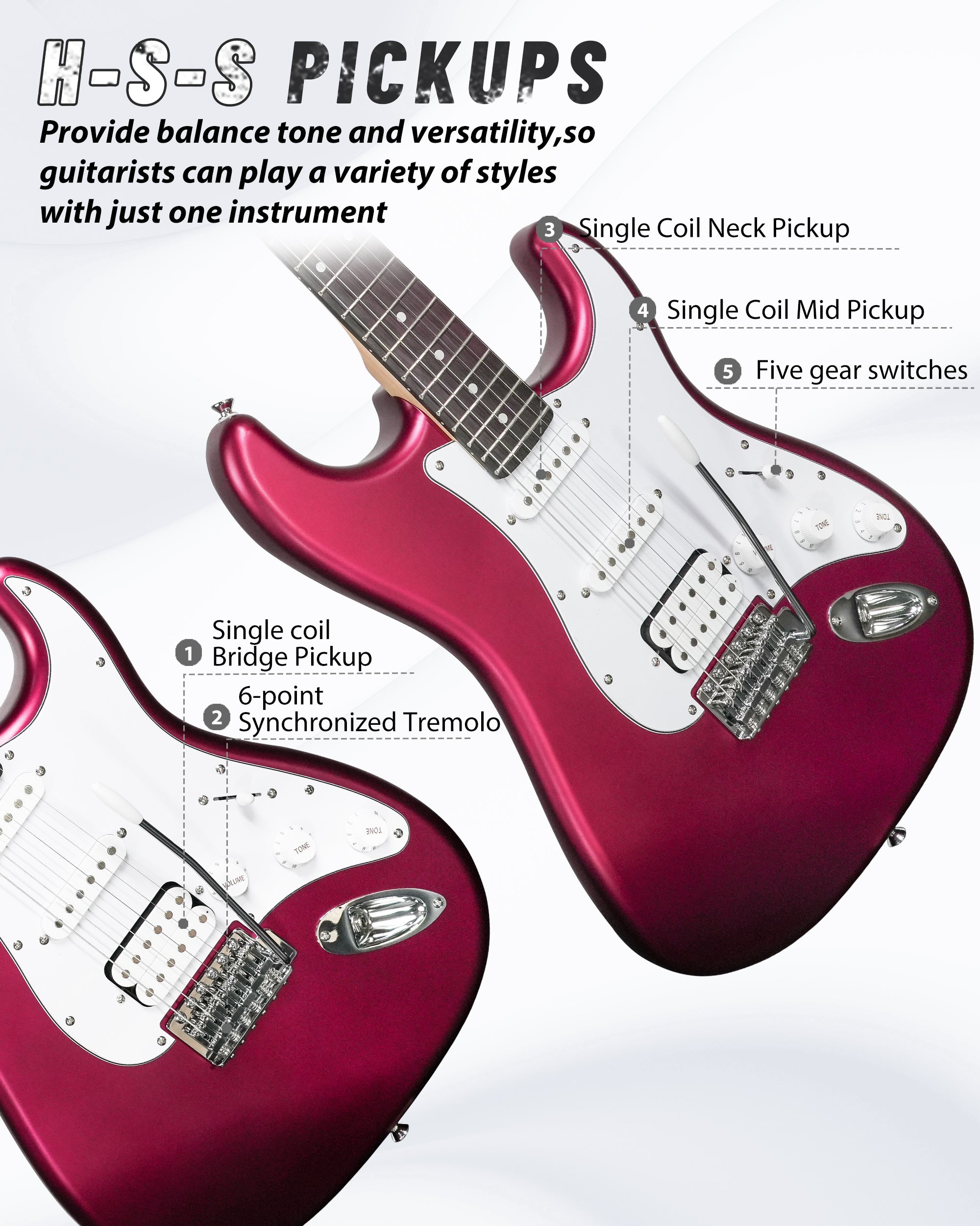 Tostar TST-112 Electric Guitar, H-S-S Pick Up