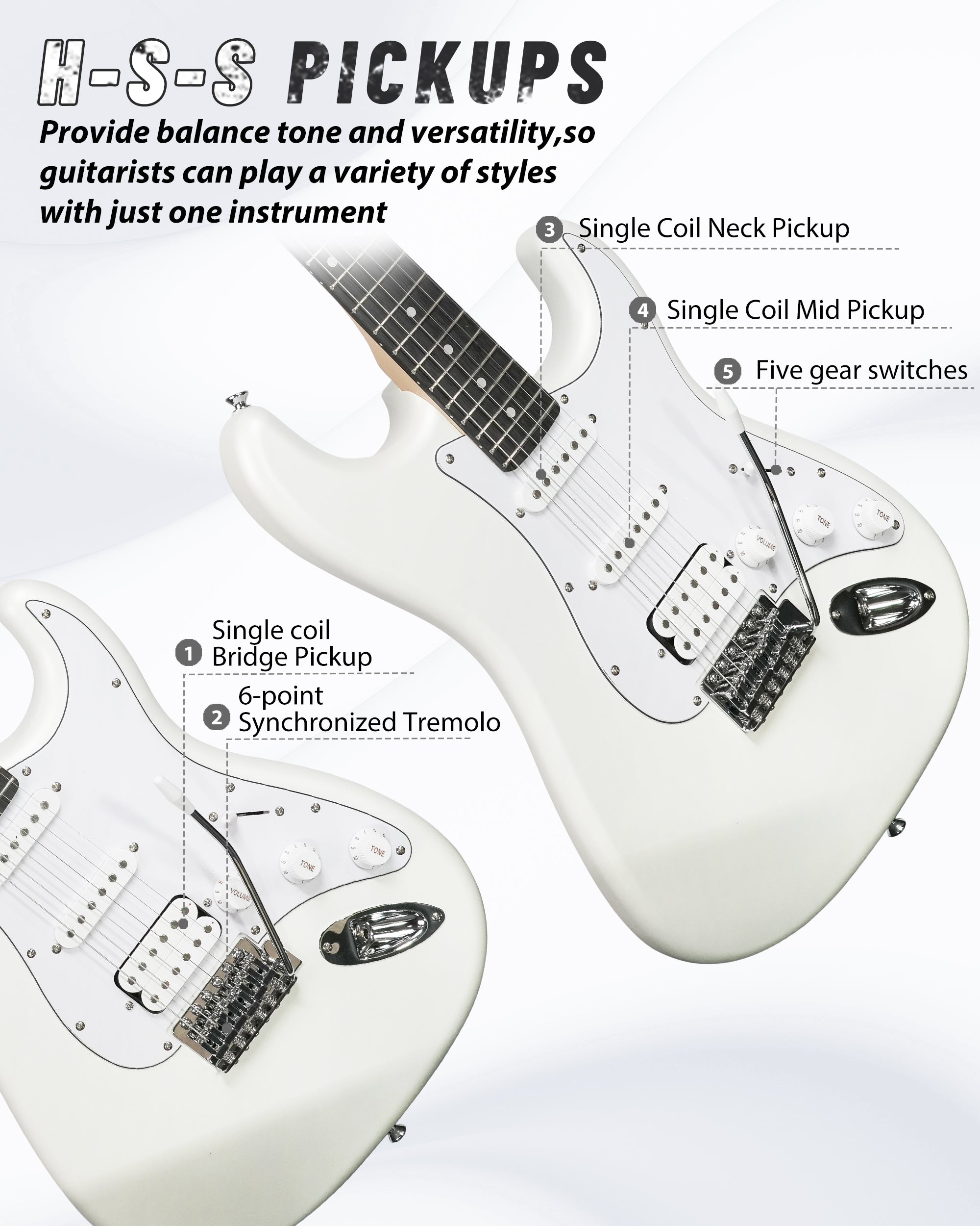 Tostar TST-112 Electric Guitar, H-S-S Pick Up