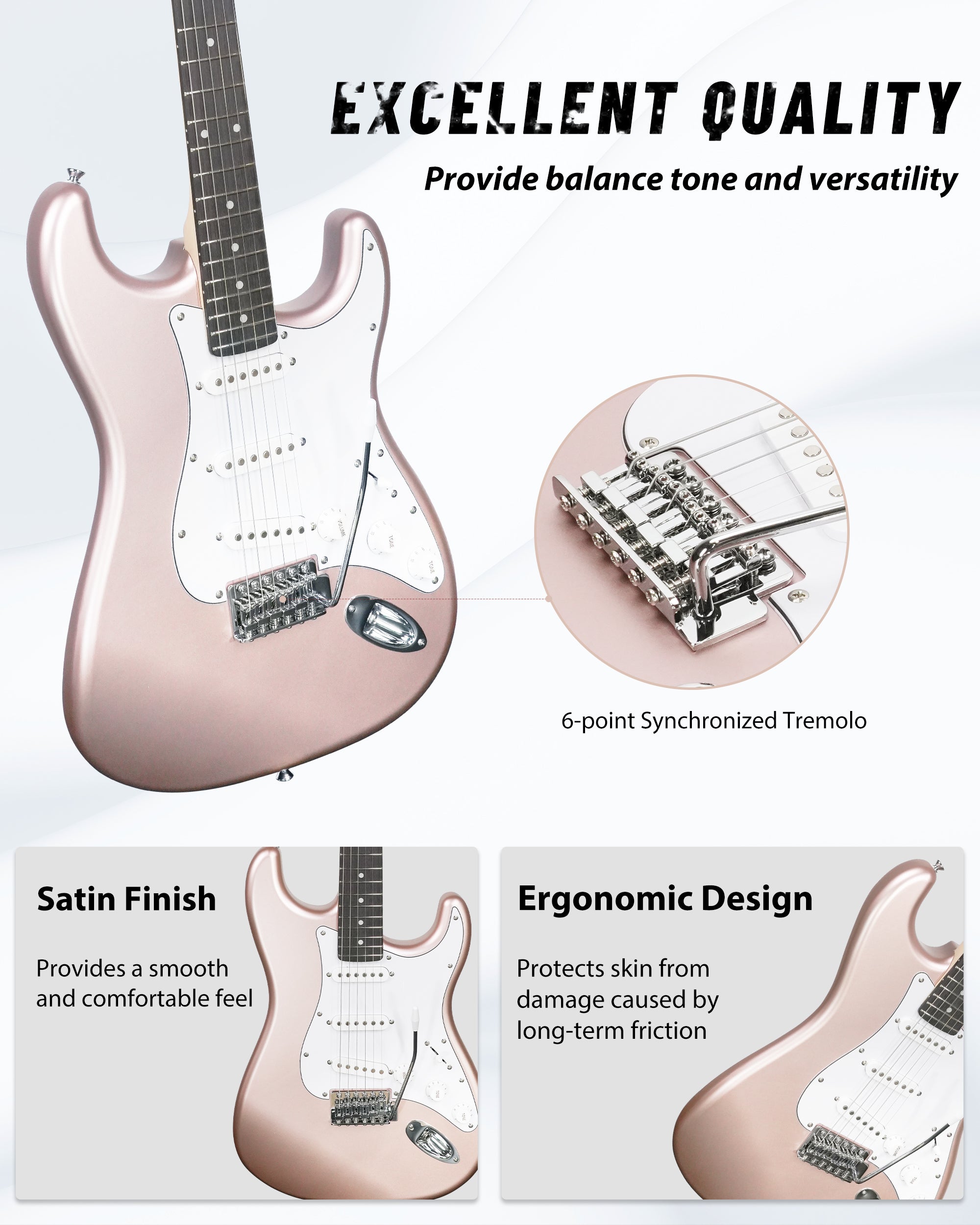 Tostar TST-110 39-inch Electric Guitar, S-S-S Pick Up