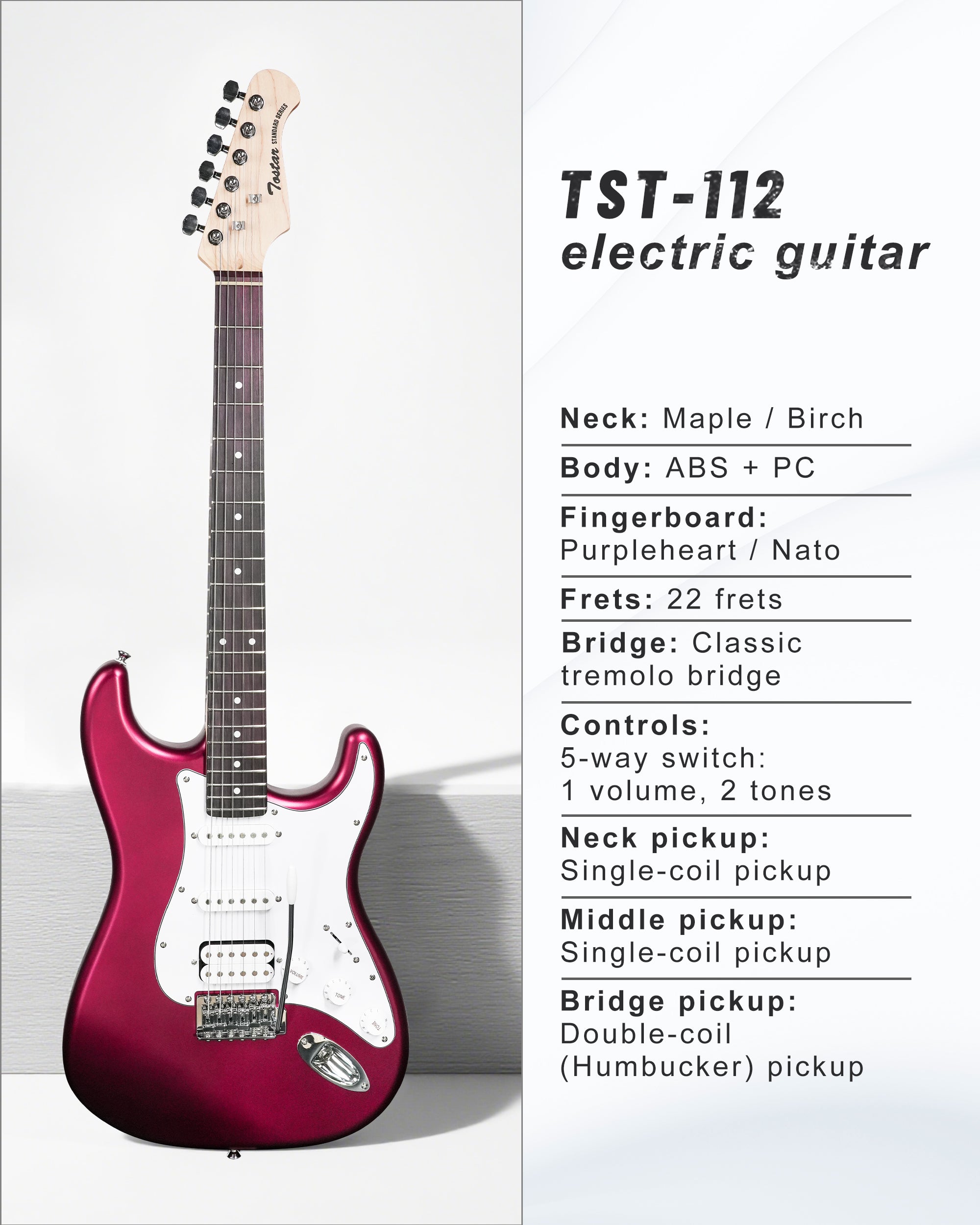 Tostar TST-112 Electric Guitar, H-S-S Pick Up