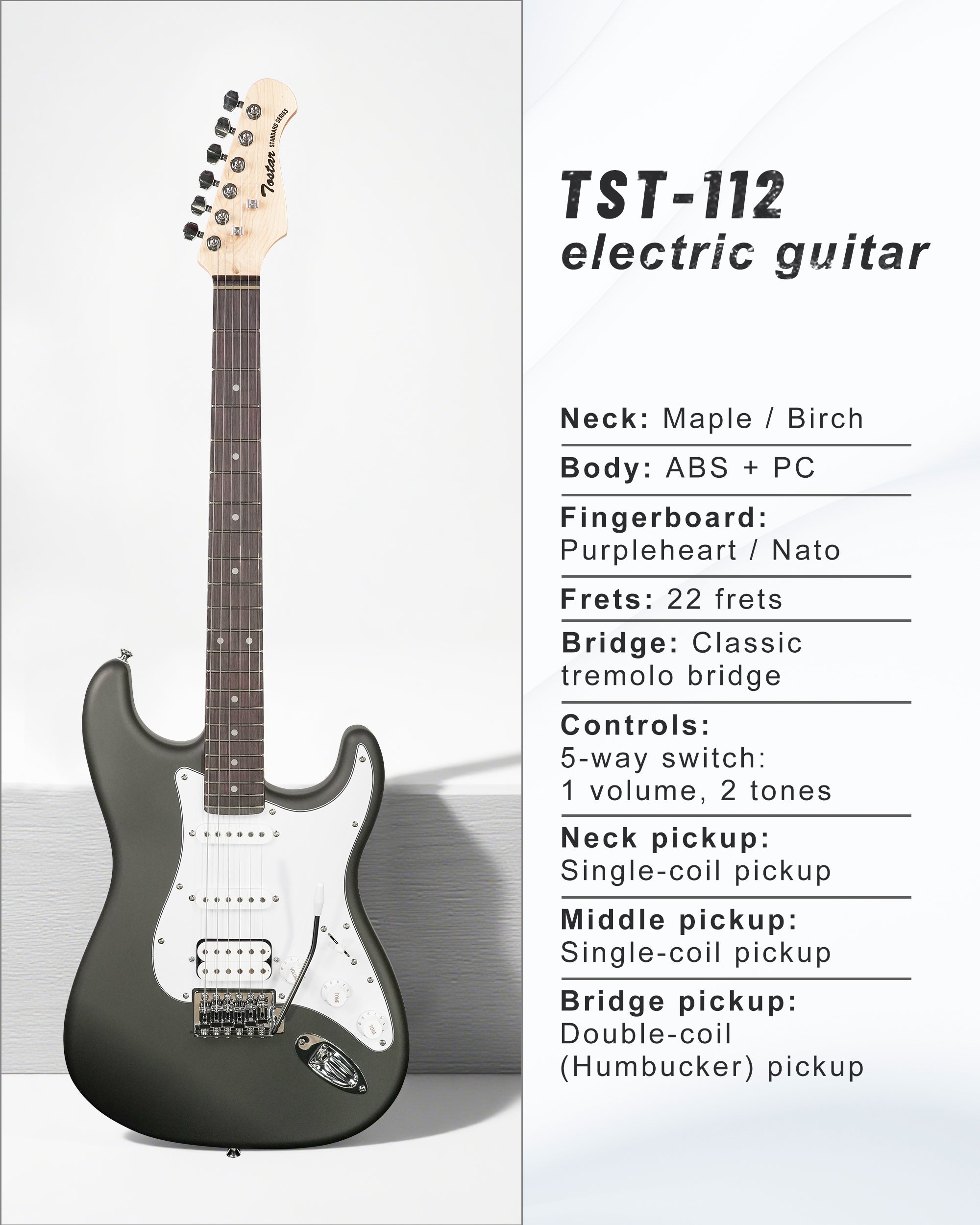 Tostar TST-112 Electric Guitar, H-S-S Pick Up