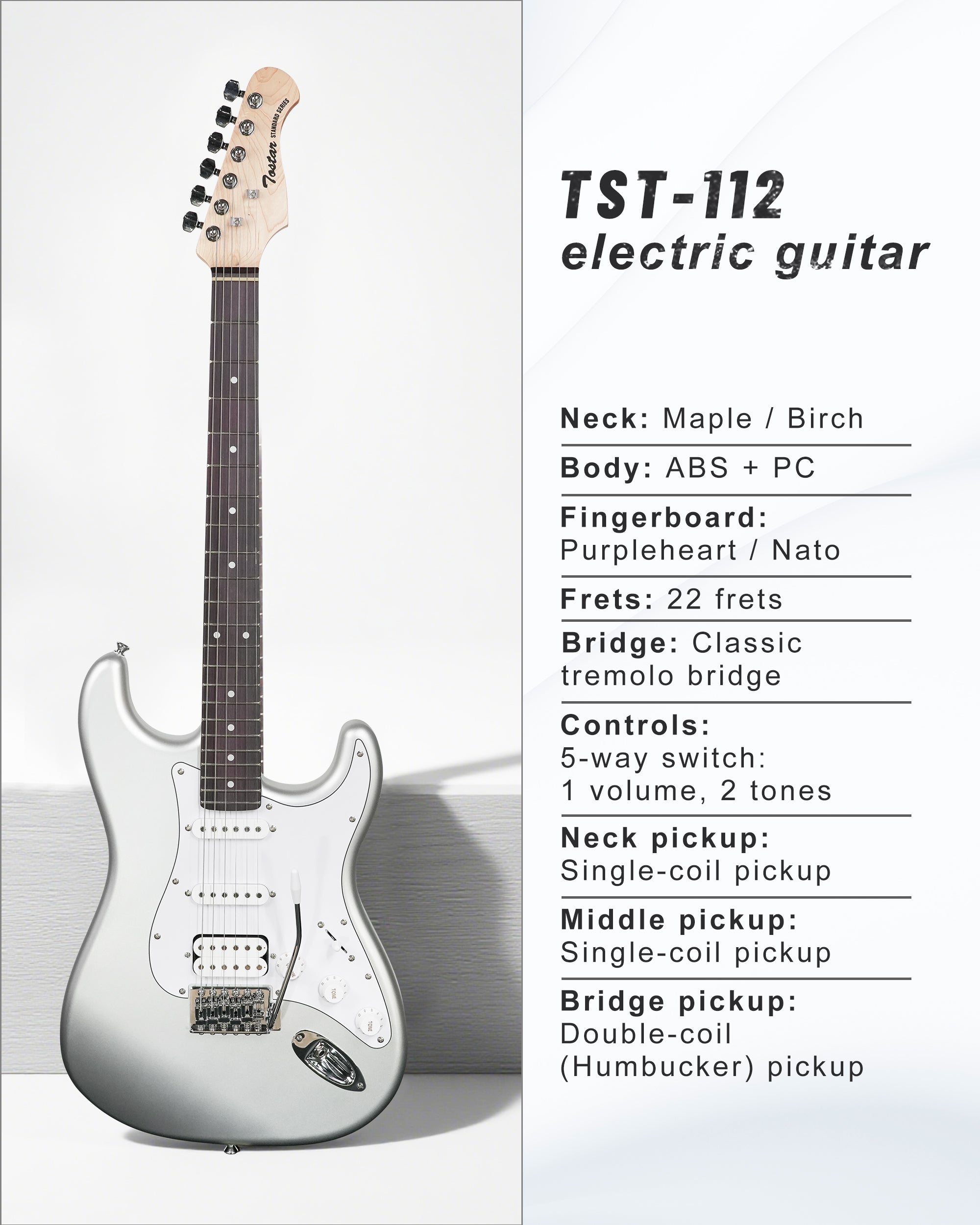 Tostar TST-112 Electric Guitar, H-S-S Pick Up