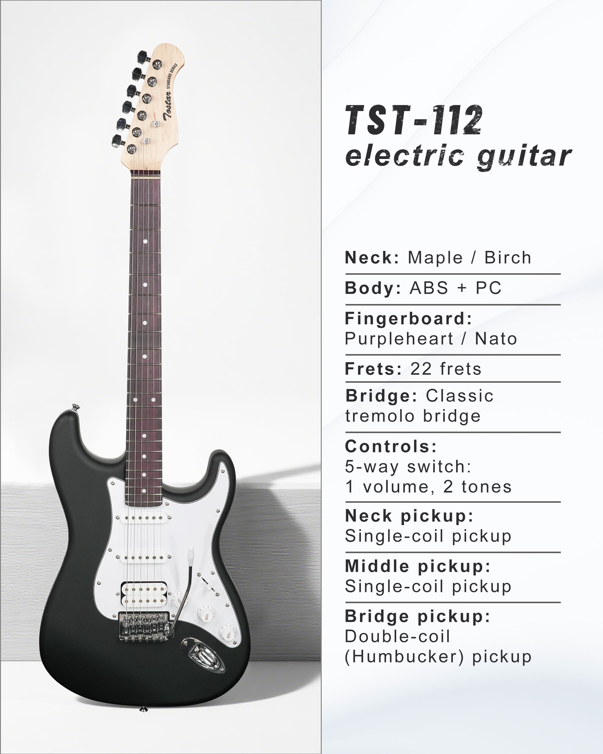 Tostar TST-112 Electric Guitar, H-S-S Pick Up