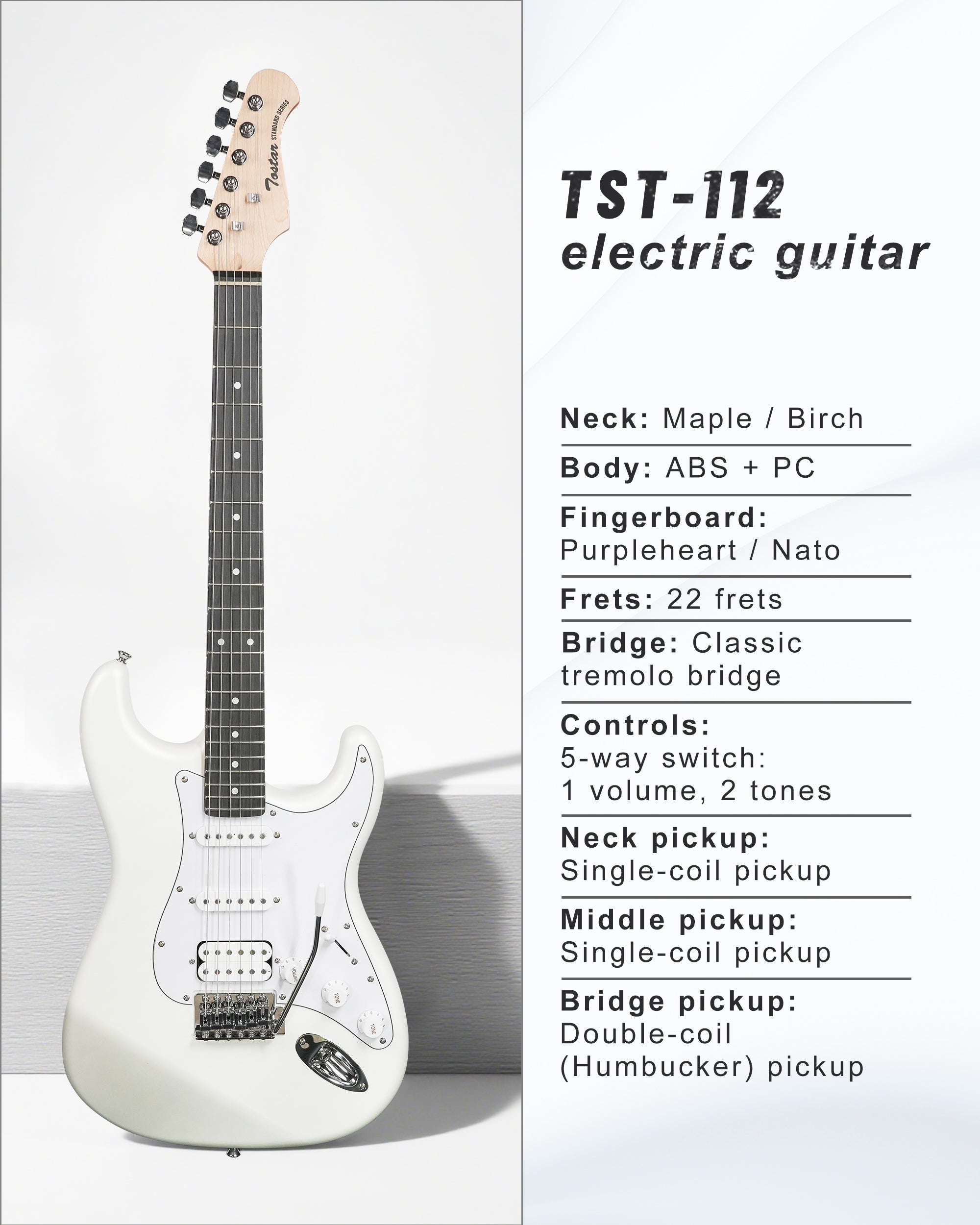 Tostar TST-112 Electric Guitar, H-S-S Pick Up