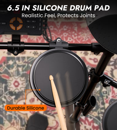 Tostar TED-15 Electric Drum Set for Beginners | Complete Kit with Acoustic Drum Sounds, Headphones & Throne