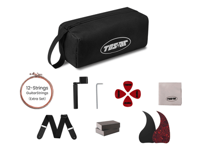 TOSTAR 42-Inch 12-String Acoustic-Electric Guitar Kit – Dreadnought Body, Spruce Top, Built-in 4-Band EQ