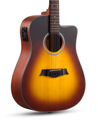 TOSTAR 42-Inch 12-String Acoustic-Electric Guitar Kit – Dreadnought Body, Spruce Top, Built-in 4-Band EQ