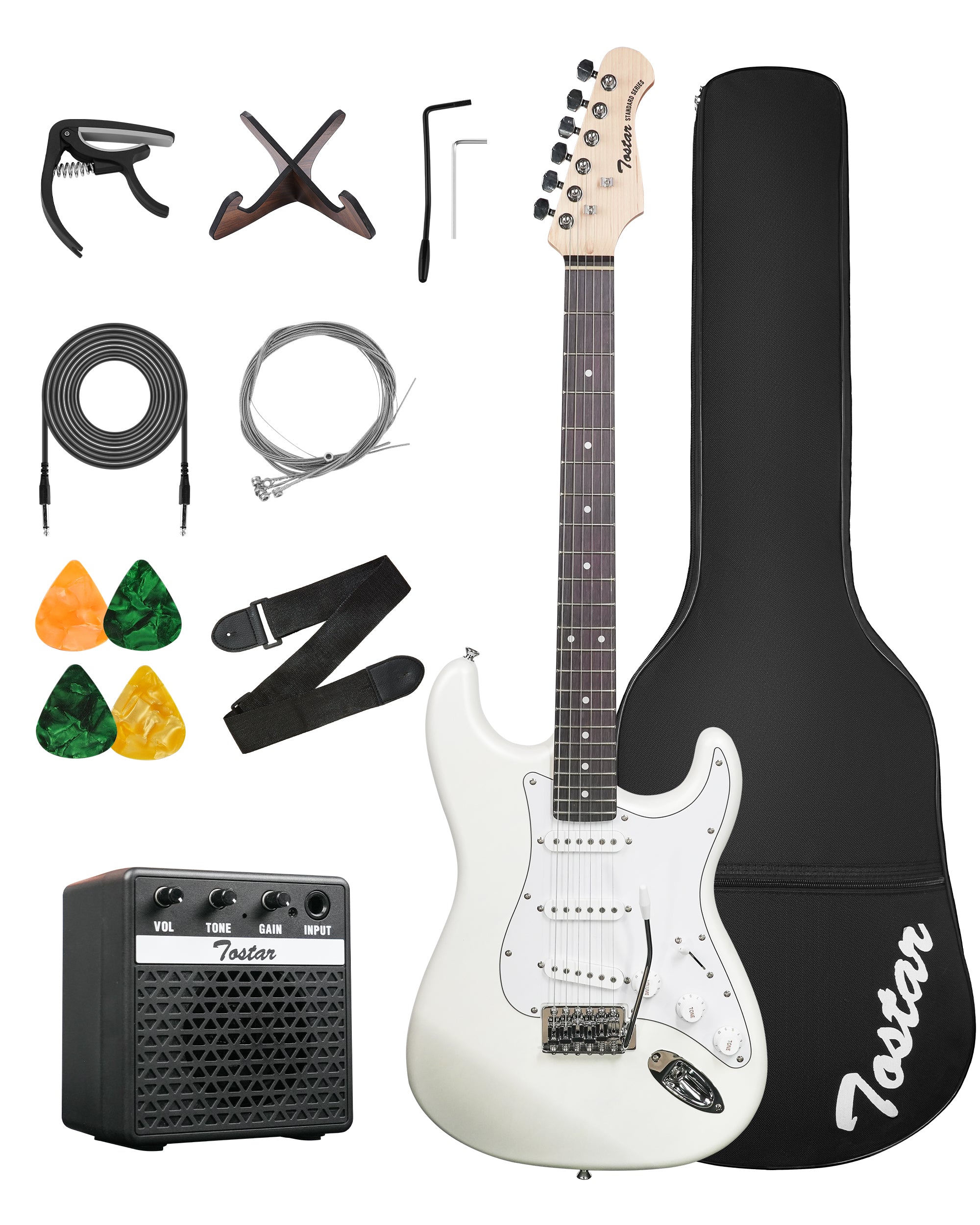 Tostar TST-110 39-inch Electric Guitar, S-S-S Pick Up