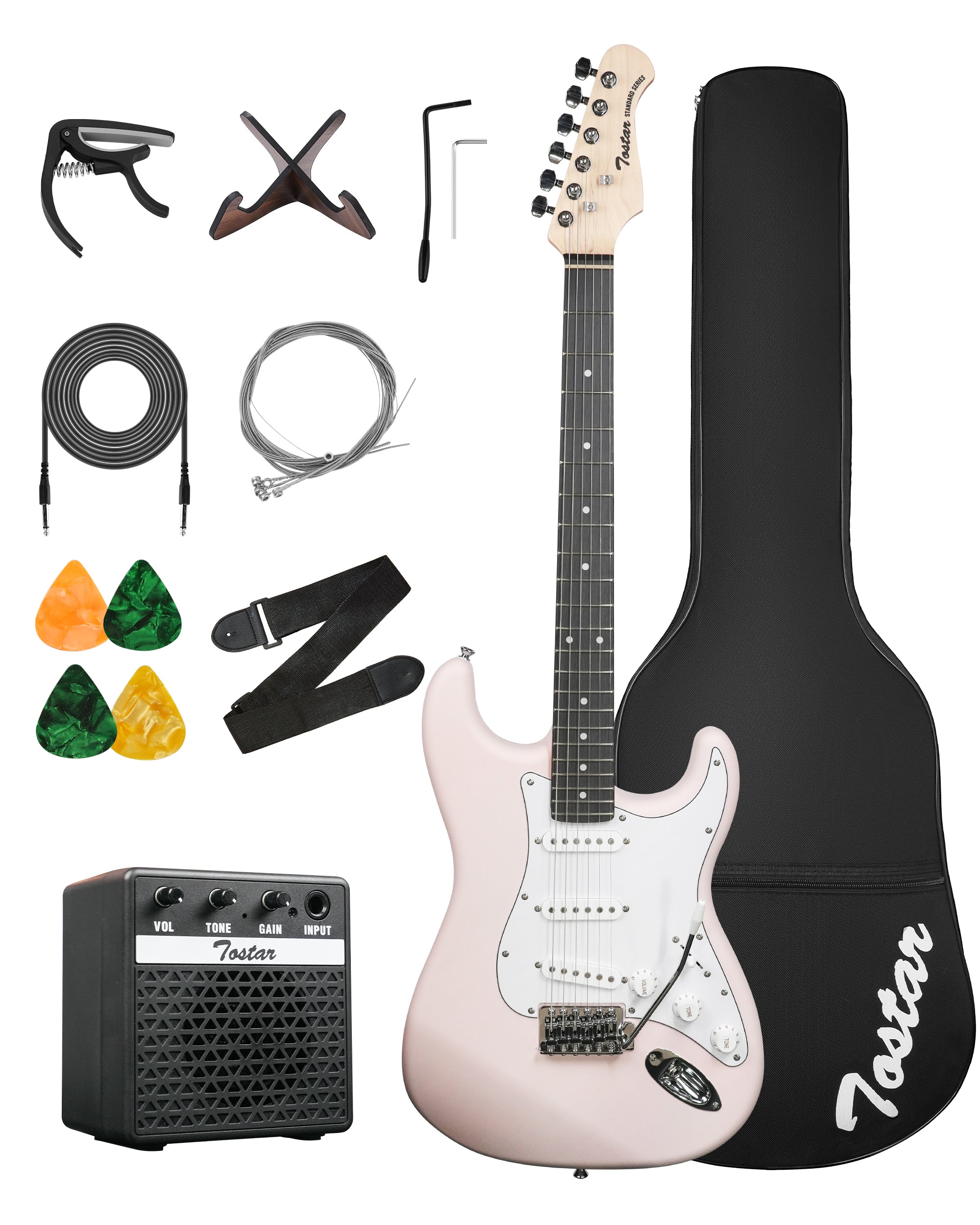 Tostar TST-110 39-inch Electric Guitar, S-S-S Pick Up