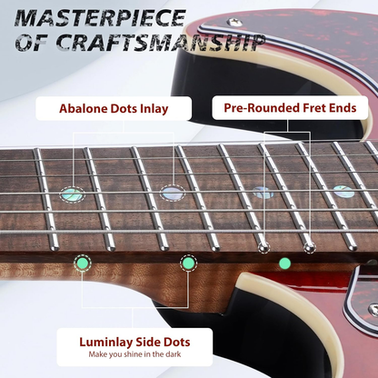 Tostar TST-500 39-inch Electric Guitar H-S-H Pickups, 2-Point Tremolo, Roasted Canadian Flamed Maple, Glossy Finish, Limited-Edition