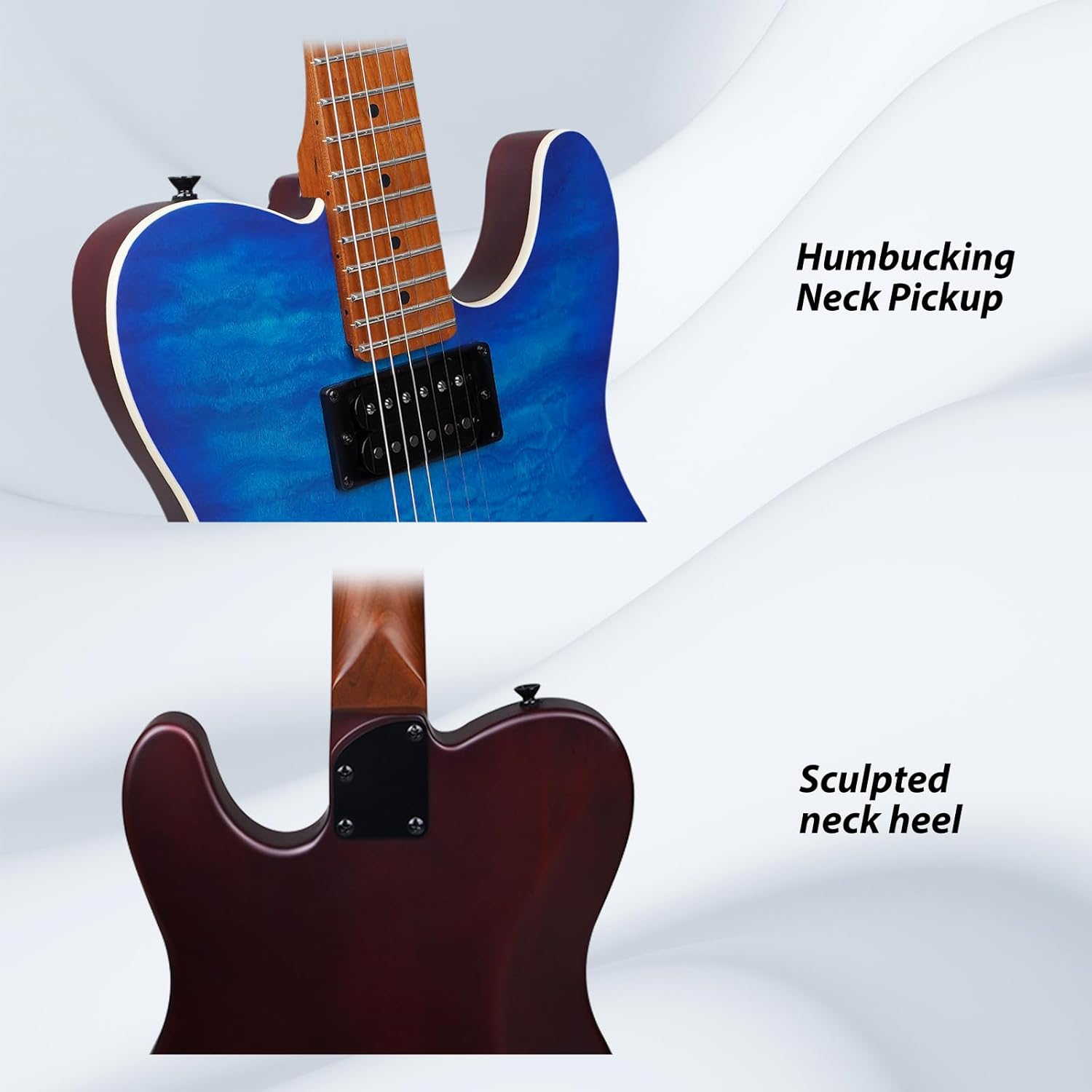 Tostar TTE-300 39-inch Electric Guitar H-H Pickups, Roasted Canadian Maple, Satin Finish