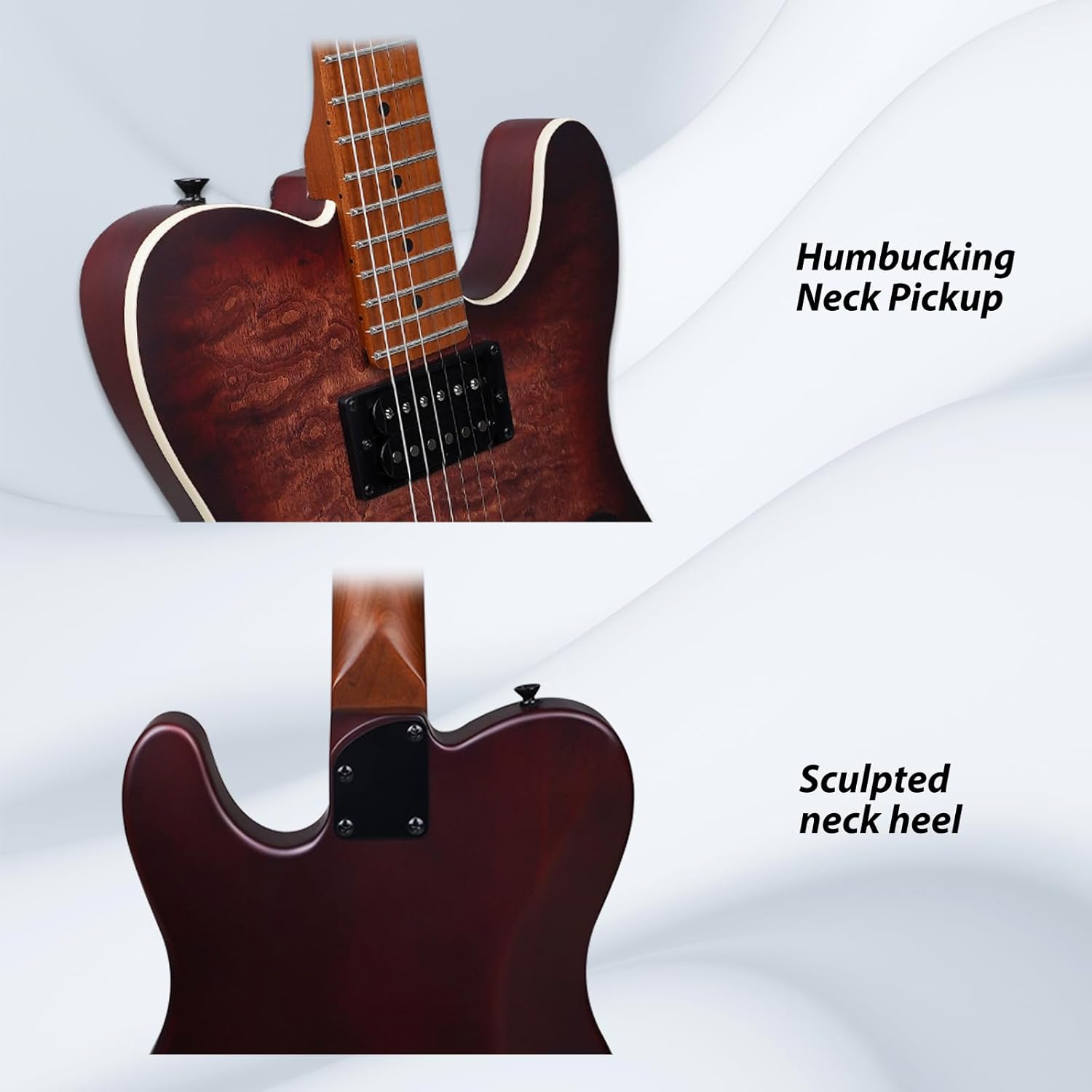 Tostar TTE-300 39-inch Electric Guitar H-H Pickups, Roasted Canadian Maple, Satin Finish