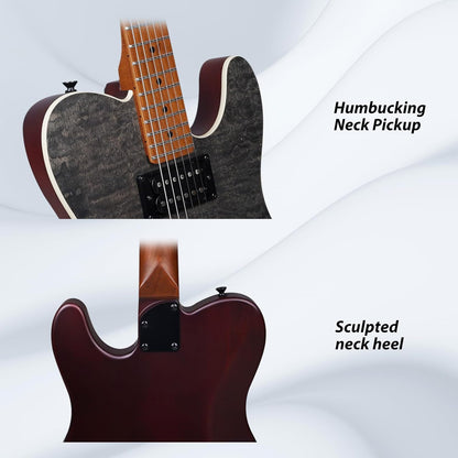 Tostar TTE-300 39-inch Electric Guitar H-H Pickups, Roasted Canadian Maple, Satin Finish