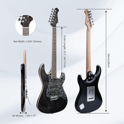 Tostar TST-500 39-inch Electric Guitar H-S-H Pickups, 2-Point Tremolo, Roasted Canadian Flamed Maple, Glossy Finish, Limited-Edition