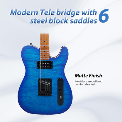 Tostar TTE-300 39-inch Electric Guitar H-H Pickups, Roasted Canadian Maple, Satin Finish