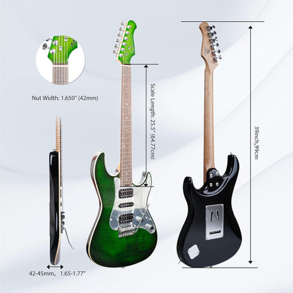 Tostar TST-500 39-inch Electric Guitar H-S-H Pickups, 2-Point Tremolo, Roasted Canadian Flamed Maple, Glossy Finish, Limited-Edition