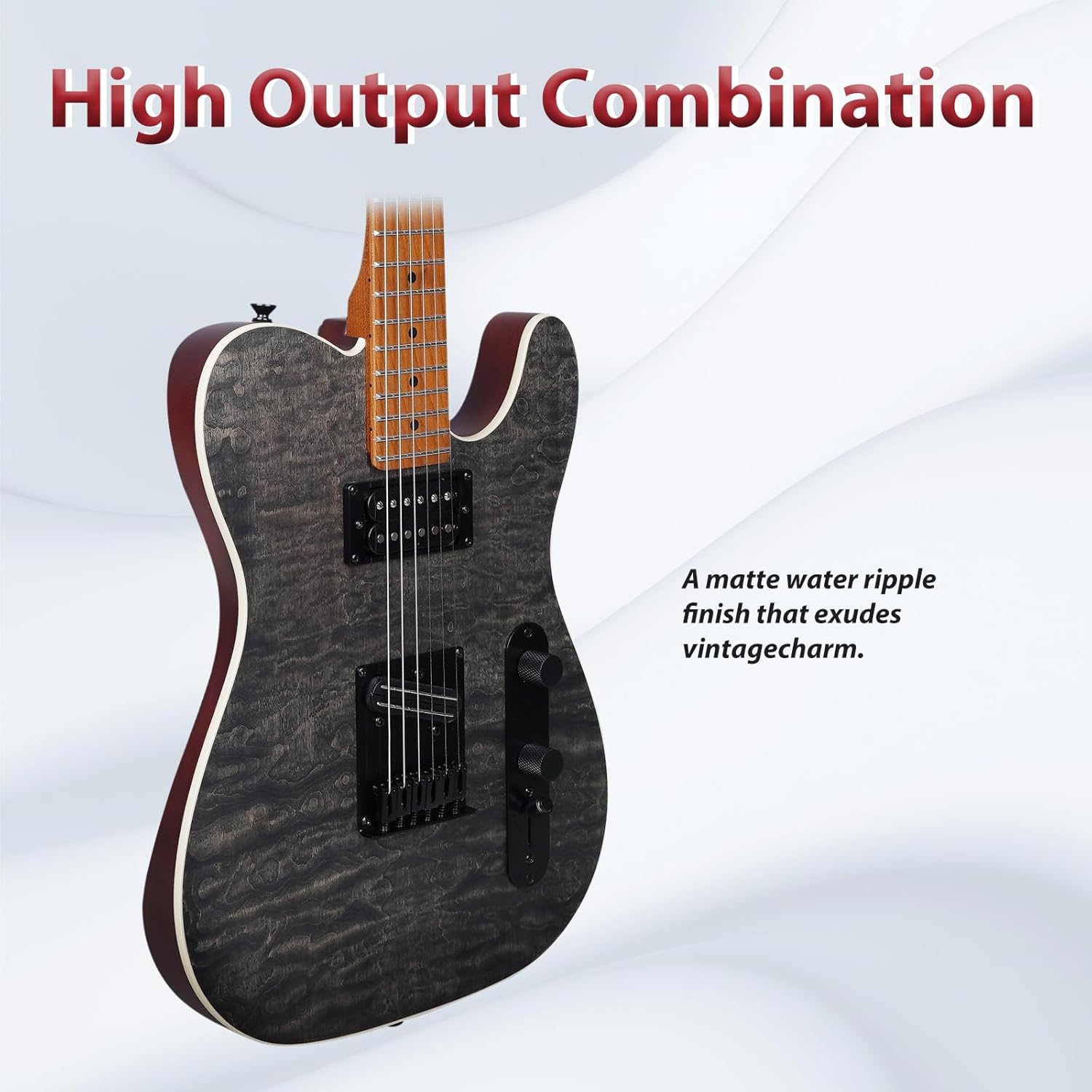 Tostar TTE-300 39-inch Electric Guitar H-H Pickups, Roasted Canadian Maple, Satin Finish