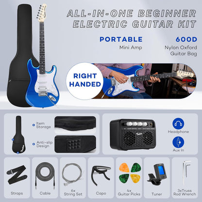 Tostar TST-220 39-inch Solid Right Hand Electric Guitar for Beginners