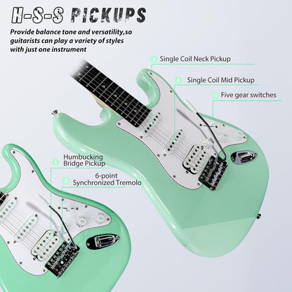 Tostar TST-220 39-inch Solid Right Hand Electric Guitar for Beginners