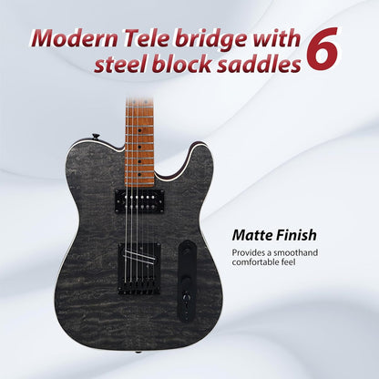 Tostar TTE-300 39-inch Electric Guitar H-H Pickups, Roasted Canadian Maple, Satin Finish
