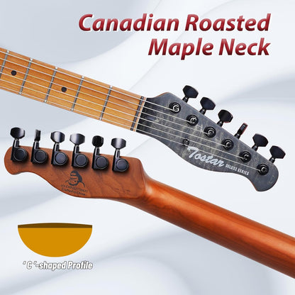 Tostar TTE-300 39-inch Electric Guitar H-H Pickups, Roasted Canadian Maple, Satin Finish