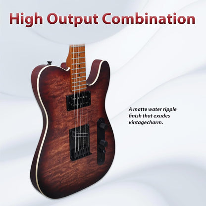 Tostar TTE-300 39-inch Electric Guitar H-H Pickups, Roasted Canadian Maple, Satin Finish