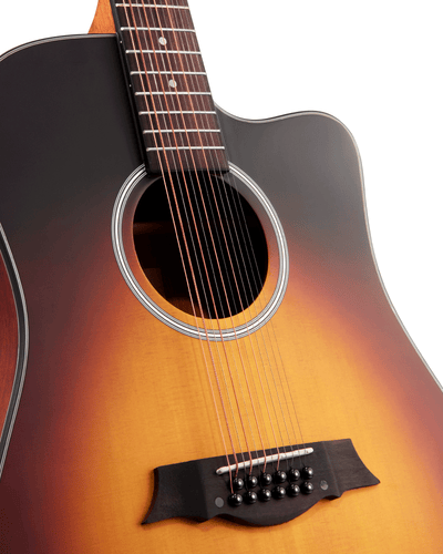 TOSTAR 42-Inch 12-String Acoustic-Electric Guitar Kit – Dreadnought Body, Spruce Top, Built-in 4-Band EQ