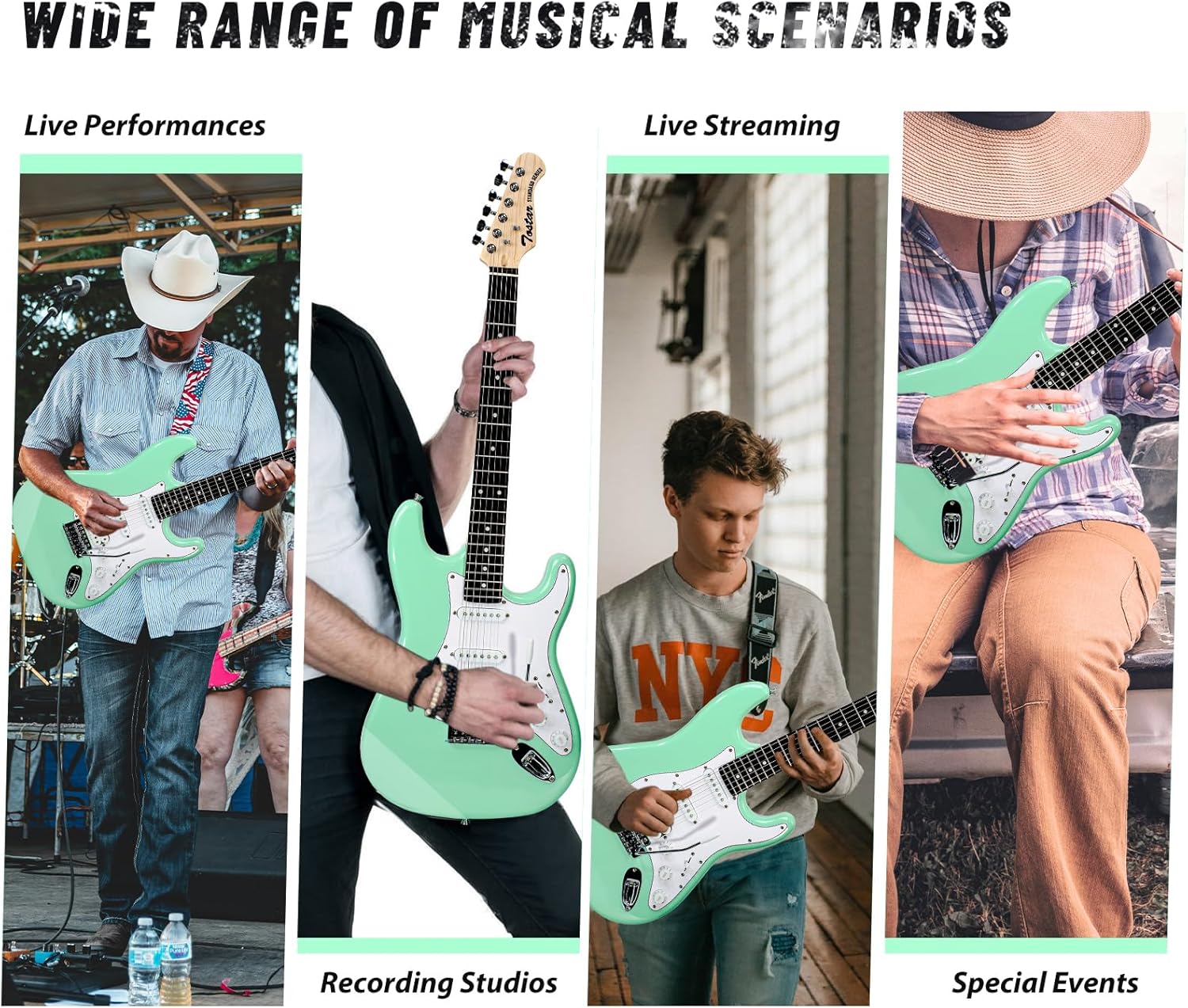 Tostar TST-220 39-inch Solid Right Hand Electric Guitar for Beginners