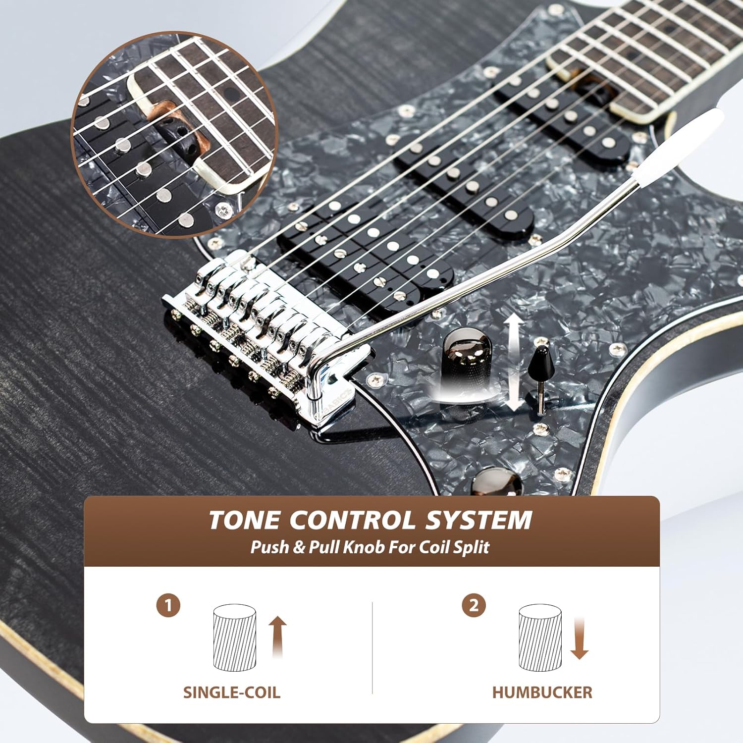 Tostar TST-500 39-inch Electric Guitar H-S-H Pickups, 2-Point Tremolo, Roasted Canadian Flamed Maple, Glossy Finish, Limited-Edition