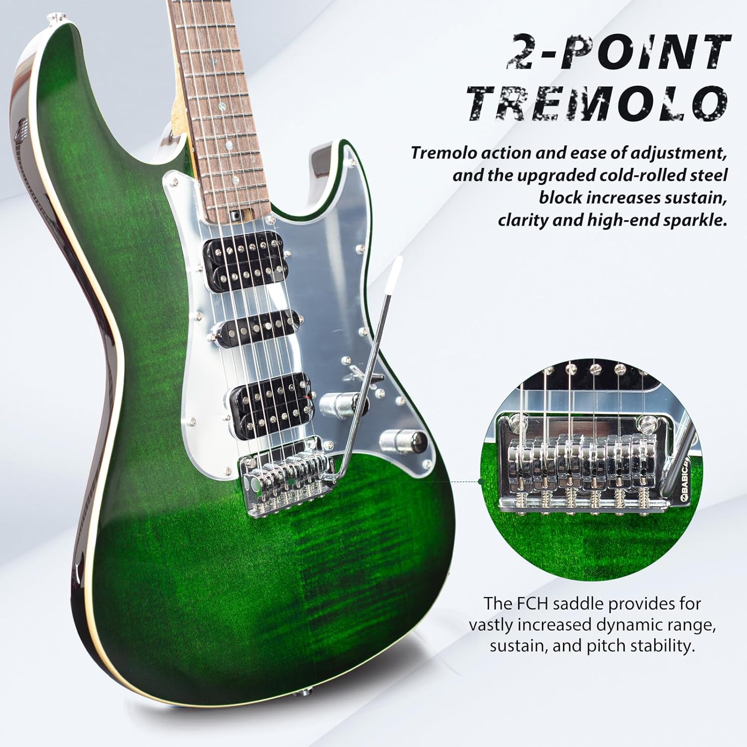 Tostar TST-500 39-inch Electric Guitar H-S-H Pickups, 2-Point Tremolo, Roasted Canadian Flamed Maple, Glossy Finish, Limited-Edition