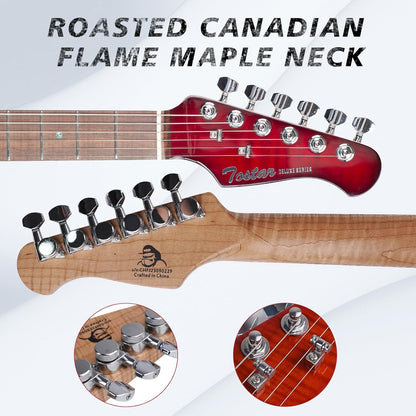 Tostar TST-500 39-inch Electric Guitar H-S-H Pickups, 2-Point Tremolo, Roasted Canadian Flamed Maple, Glossy Finish, Limited-Edition