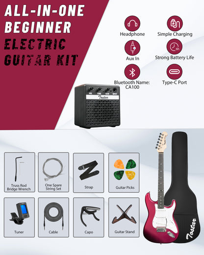 Tostar TST-110 39-inch Electric Guitar, S-S-S Pick Up