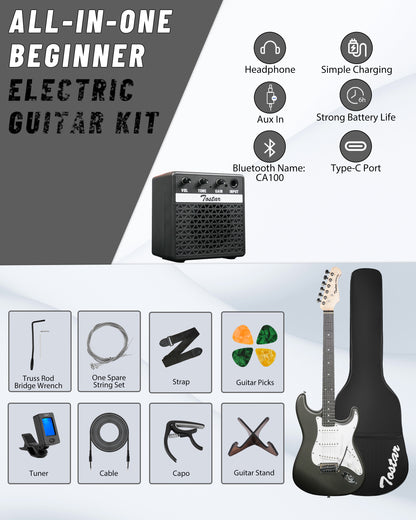 Tostar TST-110 39-inch Electric Guitar, S-S-S Pick Up