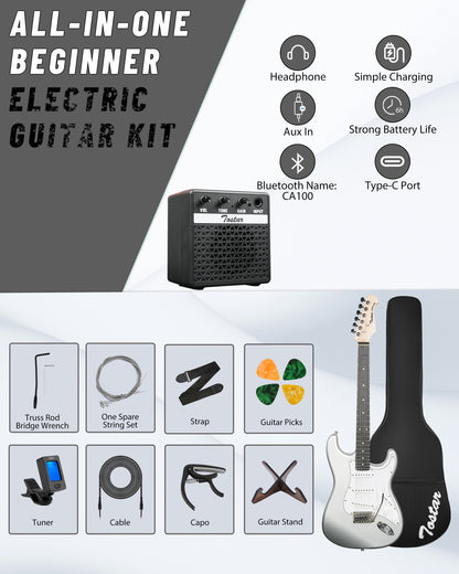 Tostar TST-110 39-inch Electric Guitar, S-S-S Pick Up