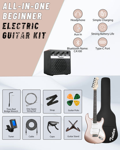 Tostar TST-110 39-inch Electric Guitar, S-S-S Pick Up