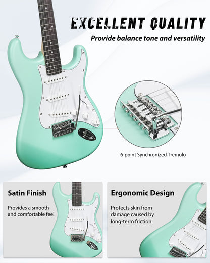Tostar TST-110 39-inch Electric Guitar, S-S-S Pick Up