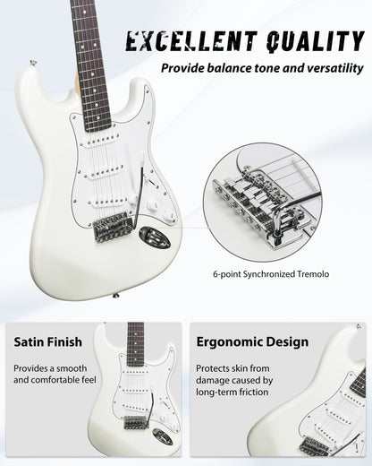 Tostar TST-110 39-inch Electric Guitar, S-S-S Pick Up